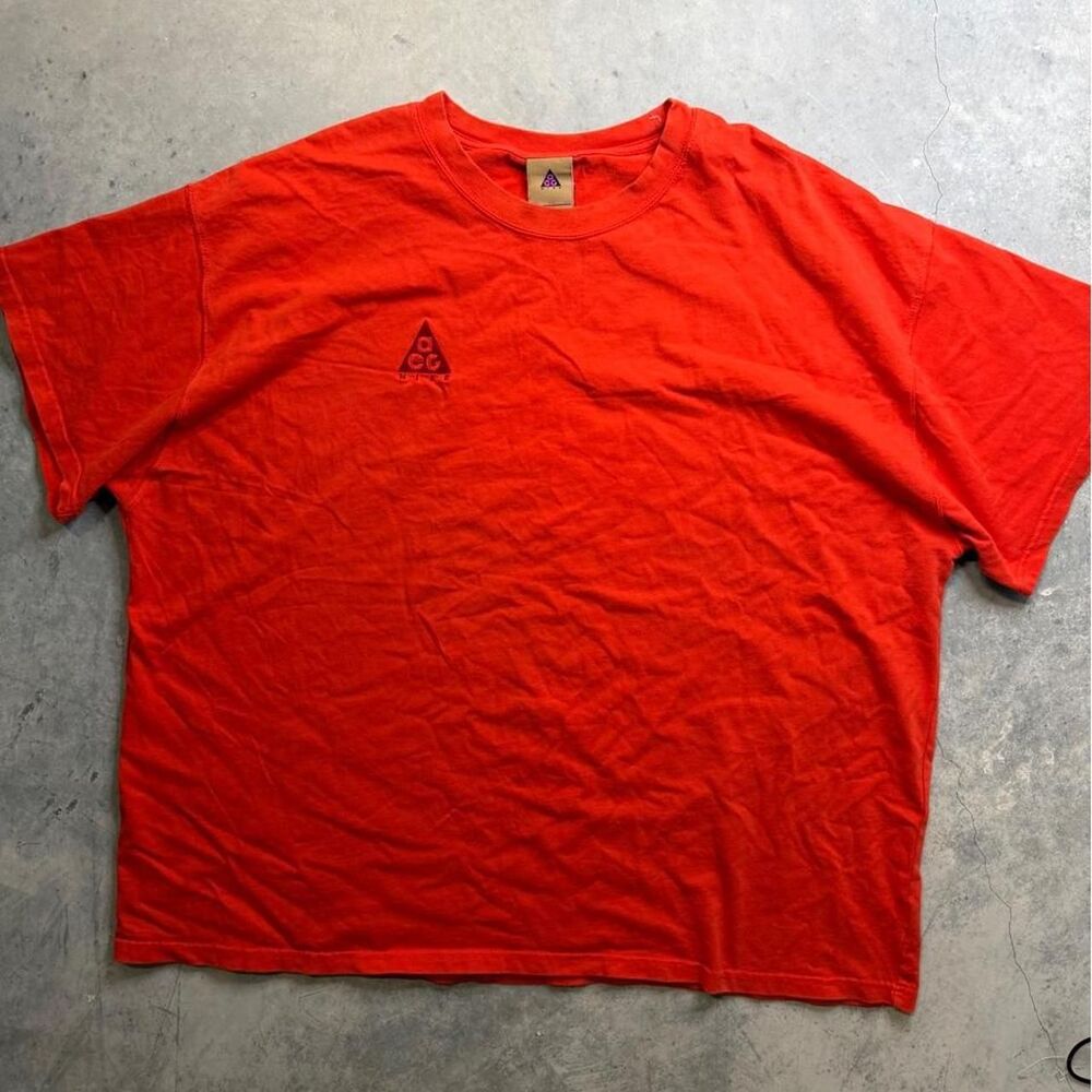 Nike-acg Men's Orange and Red T-shirt